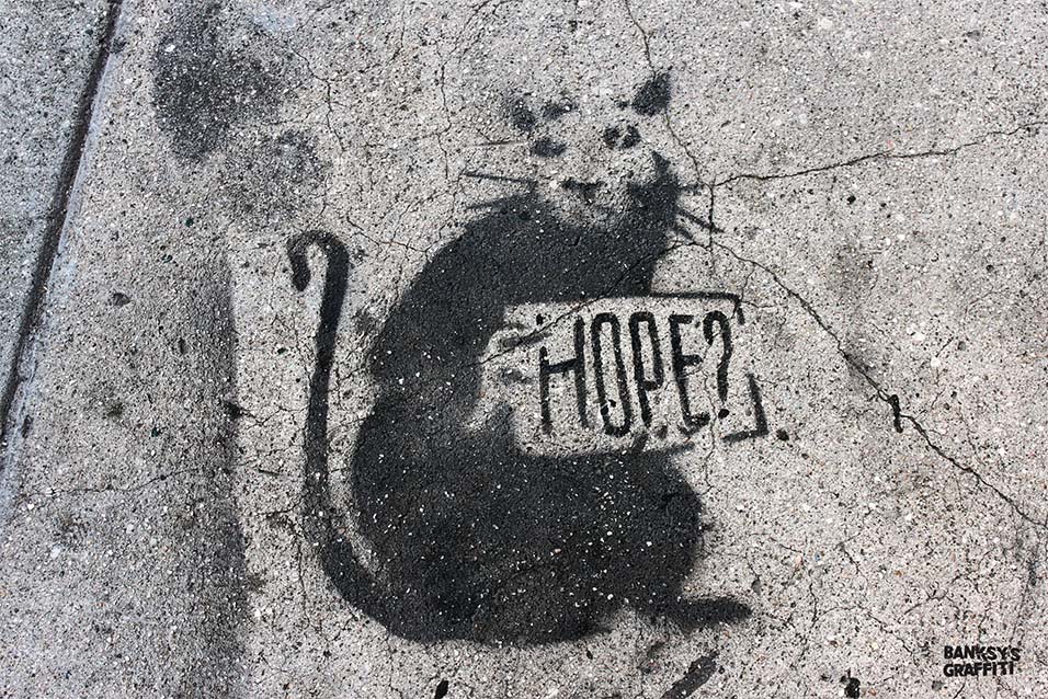Hope Rat - Banksy Graffiti Art - Turnpike Lane, London