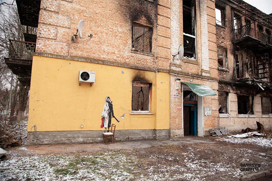 Lady With A Fire Extinguisher - Banksy Graffiti Art - Ukraine