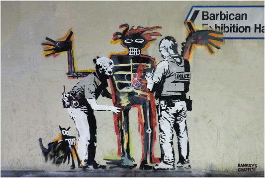 Barbican Man - Banksy Graffiti Art - Golden Lane, Beech Street Tunnel, Barbican, London, UK