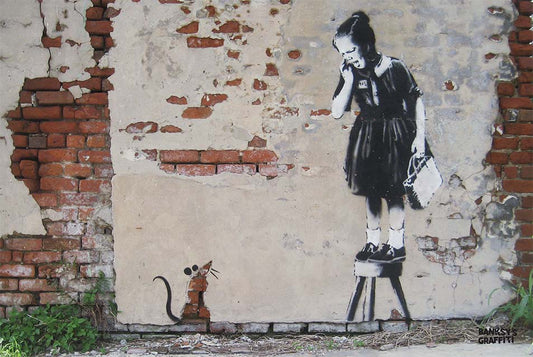 Girl on a Stool - Banksy Graffiti Art - 815 N Villere St, New Orleans, Louisiana