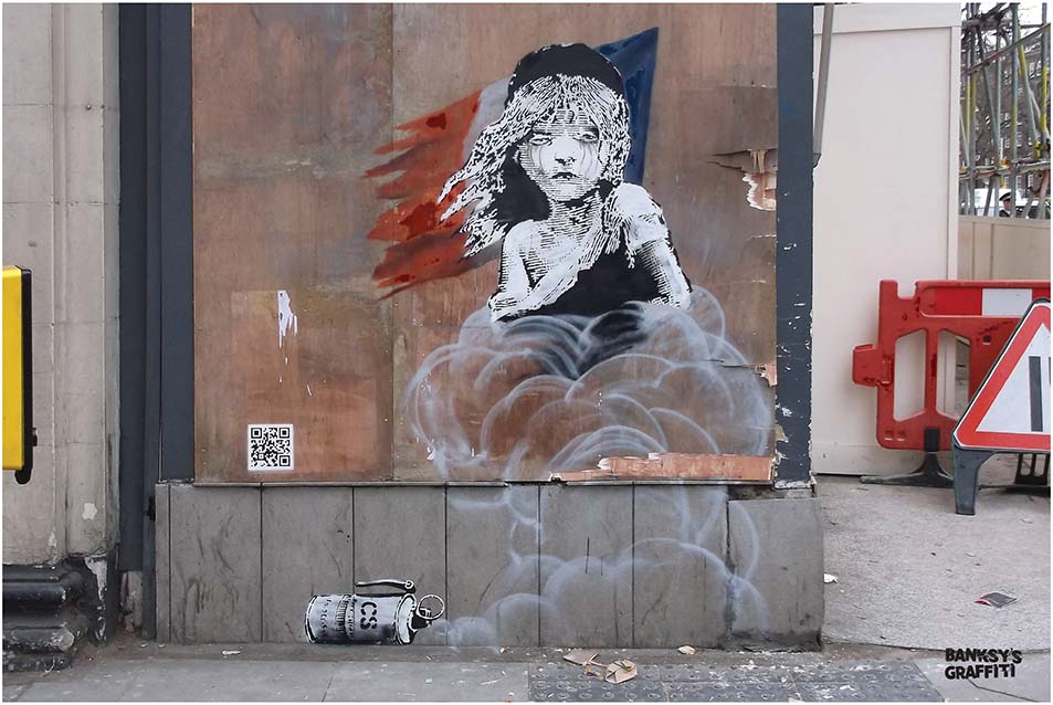 Les Miz - Banksy Graffiti Art - Opposite the French Embassy, Knightsbridge, London