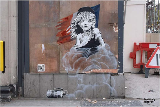 Les Miz - Banksy Graffiti Art - Opposite the French Embassy, Knightsbridge, London