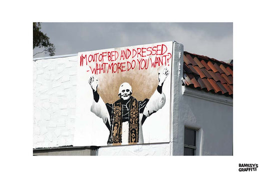 Lazy Pope - Banksy Graffiti Art - Melrose Ave., Los Angeles, USA